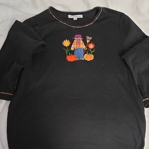 Mercer Street Studio Black Long Sleeve Kids Tee with Scarecrow Design